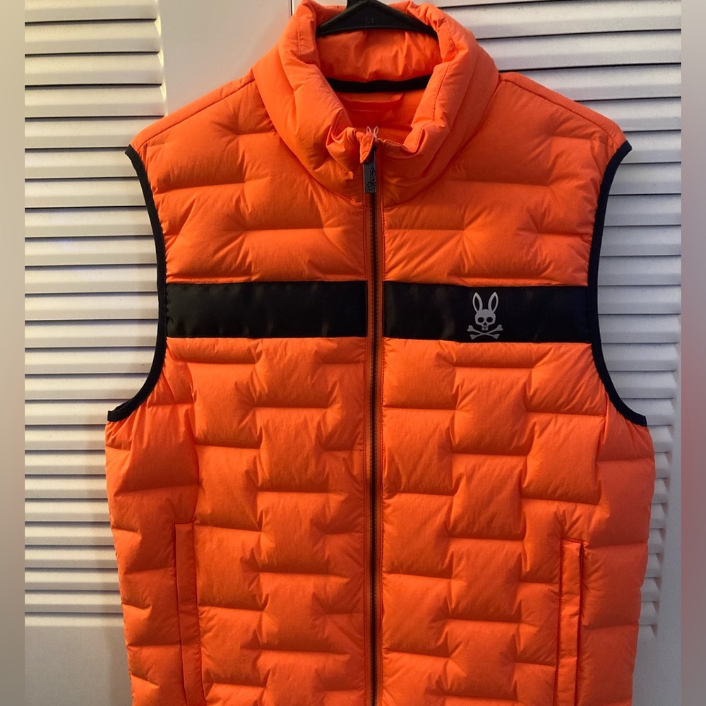 Orange PsycoBunny puffer vest size S, never worn
